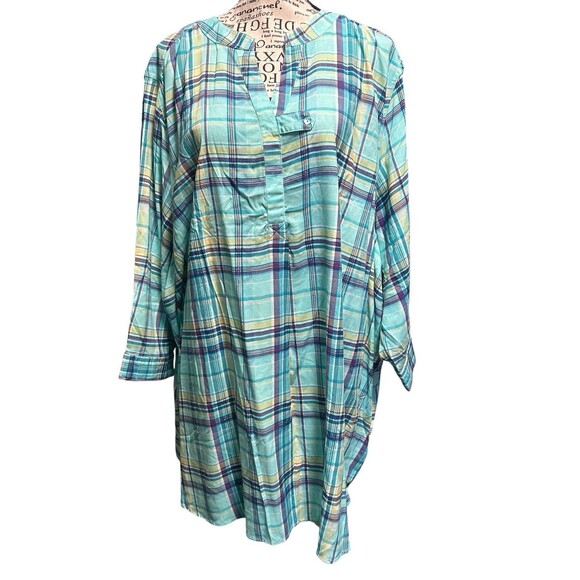 Woman Within Plus Size Rayon 7-Day Three-Quarter Sleeve Tab-Front Tunic Plus 2X - Picture 1 of 8